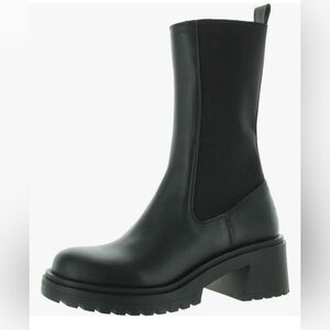 Steve Madden $140 Women Hesitant Black Leather Lug Sole Combat Boots Size 10 NWT